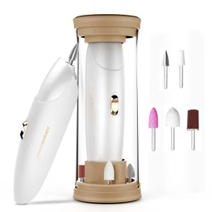 Kits Arquivo de unhas elétricas TouchBeauty, arquivador de kit de unhas de salão com luz LED, broca de unhas e ferramentas de forma de unhas naturais para pés/mãos t