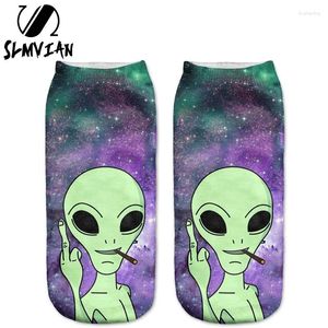 Women Socks SLMVIAN Alien 3D Print Animal Casual Cartoon Unisex Low Cut Ankle