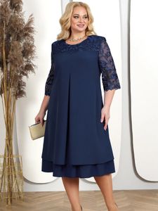 Frauen Plus -Size -Kleider für Mutter losen lässige Stickerei Blumenkleid elegante Abendparty Prom Halbarm großer Vestidos 240420