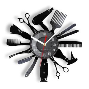 Relógios Ferramentas de cabeleireiro de coloração Alteração da parede relógio de cabeleireiro barbeiro decoração de barbeira contemporânea assistir presente para cabeleireiros cabeleireiros