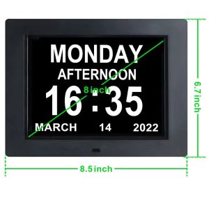 Frame Digital Calendar Alarm Day Clock photo frame with 8" Large Screen Display am pm, Multiple Alarms for Impaired Vision People