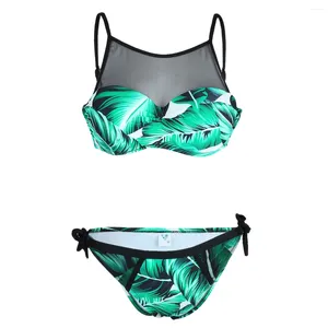 Kvinnors badkläder Summer Print Floral Sexig Bikini Set Padded BH med Underwire Bandage Female