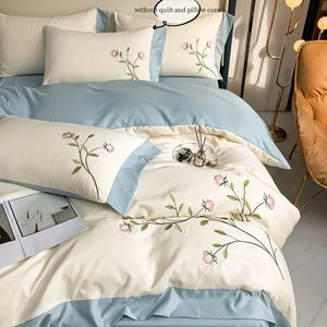 3pcs set di coperture per piumini da ricamo elegante 1duvet 2pillowcase senza core a letto blu rosa morbido per estate 240425