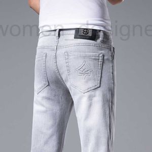 Men's Jeans Designer Jeans for mens spring/summer light gray slim fit high-end casual pants for men 4Q3F