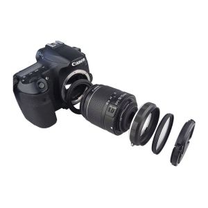 Tillbehör Camera Macro Lens Reverse Adapter Set för Canon EOS 70D 80D 700D 750D 800D 1200D 100D 200D 5D2 5DIII 5DIV 6D Mark II 77D 7D DSLR