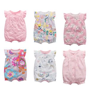 One-Pieces 2024 Sommerbaby Rompers Baby-Mädchen Kleidung 100% Baumwoll Neugeborene Baby Jungen Kleidung Jungen Overalls Kurzarm Kinderkleidung Kleidung
