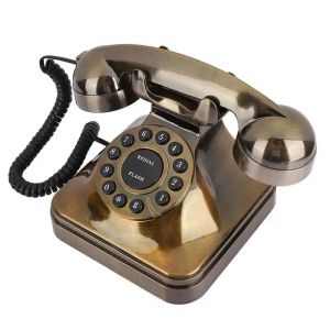 Accessories WX3011 New Antique Bronze Telephone Dial Vintage Landline Phone Desktop Caller Home Office Vintage Retro Phone