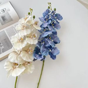 Kwiaty dekoracyjne 2pcs 9heads Orchid sztuczny kwiat biały jedwabny jedwabny Phalaenopsis Oddział świąteczny stół domowy wystrój