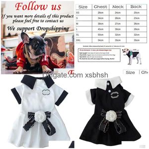 Dog Apparel Designer Clothes Brand Dress With Classic Flower Shaped Bow Pet Wedding Skirt Princess Puppy Birthday Party Costumel Gir Dhp4D