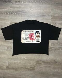 Herr t-shirts American Gothic Big Head Cartoon Letters Tryckt överdimensionerade t-shirt Mens Retro Y2k Street Hip-Hop Harajuku Loose Casual TopQ240425