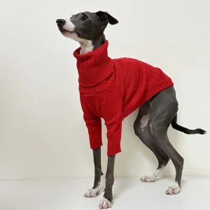 Tröjor italienska greyhound kläder hund tröja whippet turtleneck röd jul stickad tröja för greyhounds vinter varm husdjur tröja