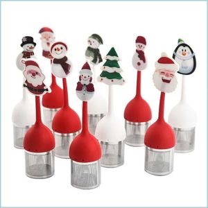 Filtros Christmas Sile Tea Infusers Filtros para lavadora de lavar louça decoração Segura Drop Drop Home Garden Kitchen Dinin Dhwdu