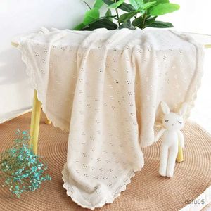 Blankets Swaddling Knitted Baby Blankets Newborn Baby Shower Gift Cotton Swaddle Wrap Blanket Nap Cover Crib Bedding Quilt Lace Pick Hole