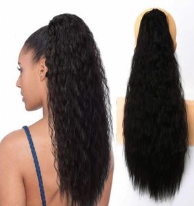 25 cali 65 cm Kobieta Kinky Curly Ponytail Wydłużenia Pazur Claw Clipin Pony Tail Włosy przedłużenie ciepła odporne na puszyste fryzury kukurydziane hai8250083