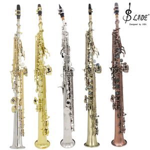 Saxofone reto BB soprano saxofone de latão prata BLATAÇÕES B SAX PLAT SAX INTERNUMENTO DE WOODWINC