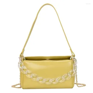 BASS LADIES Crossbody Donne piccole spalla Spalla impermeabile ragazza gialla di divano leggero in pelle artificiale facile da pulire con la catena