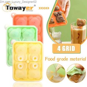 Ice Cream Tools 4-grid 3D small teddy bear shaped ice cube silicone cute bear ice cube mold chocolate cake mold household ice cream mold Q240425