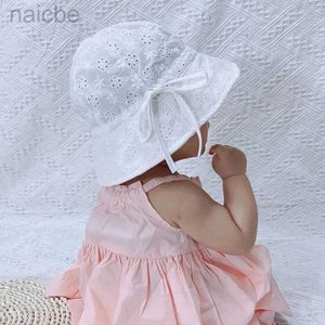 Шляпы шляпы милый Bowkont Baby Bucket Cap Сплошное цвет цветочниц с печеночной девочки панама пляжная шляпа весна лето рыбак солнца 5-12 м D240425