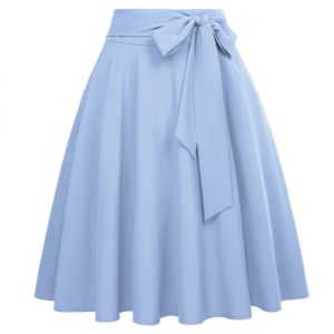 Skirts Belle Poque Women's High Waist ALine Pockets Skirt Skater Flared Midi Skirt 1950s Retro Flared Skirt Office Lady Workwear A30