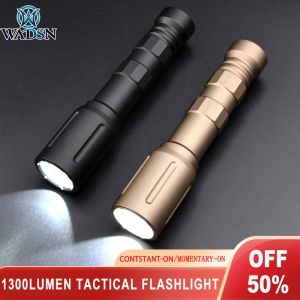 Lampor wadsn 1300luen taktisk ficklampa ledde kraftfullt dubbelt batteri ar15 gevär modlit scout vapen ljus för picatinny rail airsoft