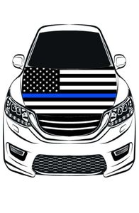 Thin Blue Line USA National Flag Car Hood Cover 33x5ft 100PolyesterEngine Elastic Tyger kan tvättas1241820