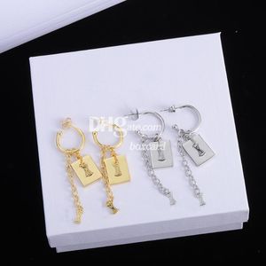 Retro Golden Metal Drop Ohrring Dangle Luxusbrief gestempelt Ohrringe mit Ketten Geburtstag Weihnachtsgeschenk