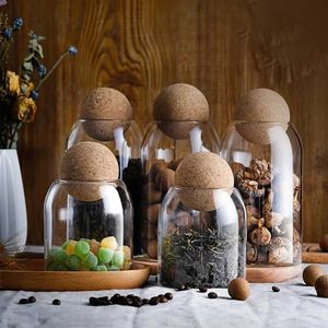 Storage Bottles Jars Transparent glass storage jar with a cork lid and Atrage bottle seal tea creative coffee decorative airtight set H240425