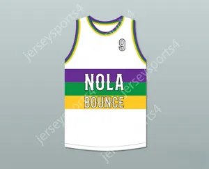 Пользовательский номер number number mens Youth/Kids Sisy Nobby 9 Nola Bounce White Basketball Jersey Top Shiteed S-6xl