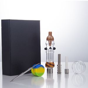 NC101 Ziellguner Glas Bong verschüttete Rauchpfeife Geschenkbox 510 Titan Quarz Keramik Nagel Wachs Schale Dabber Werkzeug DAB Rigglasrohre Set Set