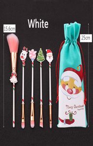 5Pcs Christmas Makeup Brushes Set Kit Beautiful Professional Make Up Brush Tools With Drawstring Santa Claus Print Bag Xmas Gift D9683294