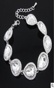 New Crystal Bridal Jewelry Sets Silver Color Teardrop Bridal Bracelet Earrings Sets Wedding Jewelry 3901420