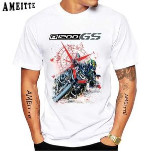 Herren-T-Shirts R1200 GS Sport GS Adventure Motorrad T-Shirt Neue Männer Kleidung Kurzer Slve Boy Summer White Tops Ride Opfer T240425