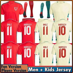 2024 Walii piłkarskie James Bale 24 25 Walijskie koszulki piłkarskie Johnson N.Williams Rodon T.roberts Cabango Levitt Moore Thomas Men Kit Kit Kit