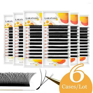 False Eyelashes LAKANAKU 6D W Shape Extensions Premade Volume Fans 6 Trays Cilios Lashes Natural Make-up