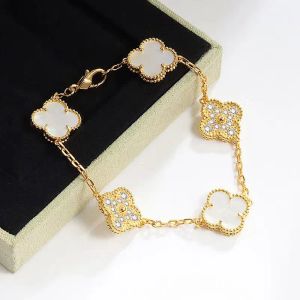 Classic Five Flower Clover Luxury Natural FritillariaTurquoise Diamond Bracelet Women Fashion Charm Bracelet Designer Jewelry