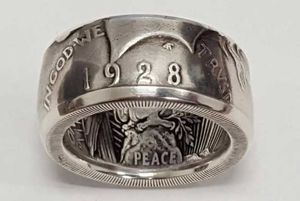 Anéis de banda Hot Sale Coin Ring Vintage Morgan Half Dollar 1945 esculpiu o Estado Unido do Americano em Deus, confiamos em coleta de jóias H240425