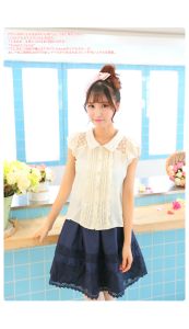 Hemdverkauf Japan Liz Lisa Chiffon Lace Mesh Stickerei Fly Sleeve Hollow Out Shirts