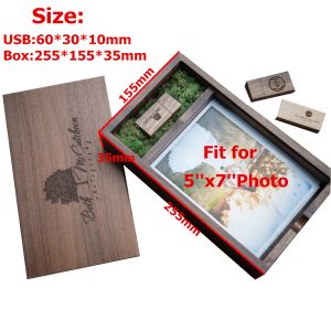 Drives New Wooden Photo Álbum Box (impressões 5*7 polegadas) USB 3.0 Flash Pendrive Diy gravado