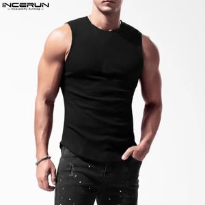 Inderun Men Tank Tops Solid Kolor O-Neck Slewale Fitness Kamizelki Letnie kamizelki uliczne przytulne modne odzież S-5xl 240419