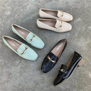 Casual Shoes Spring Flats Women Comfort Ladies Loafers Patent Leather Women's Low Heels Slip On Footwear Female Square Toe Moccasins