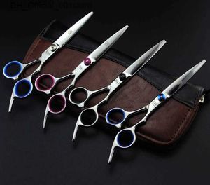 Hair Scissors new arrival kasho 6.0 inch hair cutting scissors blue black pink screw 4CR professional barber thinning Q240425