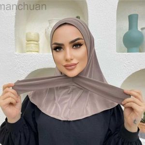 Hijabs New Instant Jersey Hijab Undercap Hijabs For Woman Muslim Women Hijab Cap Full Cover Snap Fastener Head Wraps Scarf Islam Turban D240425