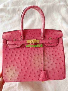 Bk 2530 Handbags Ostich Leather Totes Trusted Luxury Bags New Beauty High End New Product Super Beautiful Pink Natural Luxury Ostrich Leather have logo HBA554