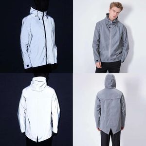 Hela nya reflekterande män / kvinnor Haruku Windbreaker Jackets Hooded Hip-Hop Streetwear Night Shiny Coats 3M Jacka 201114