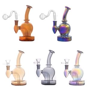 Partihandel billig reseglas dab rigg bong tjock hård färgglad skyddande vatten tobaks bongs rör för rökning torr ört med 14 mm manlig oljebrännare skål