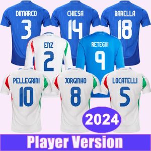 2024 National Team Mens Player Soccer Jerseys Chiesa Barella Jorginho Pellegrini Locatelli DiMarco Di Lorenzo Home Away Long Sleeve Football Shirts Uniforms