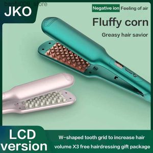 Curling Irons Negative Ion Corn Beard Curly Iron Fluffy Splicing Professional Strainter Hair Rod LCD Display Q240425
