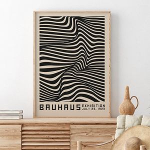 Bauhaus Abstract Illustration Canvas Painting Contemporary Print Vintage Exhibition Poster Black Wall Art Pictures Home Decor 240425