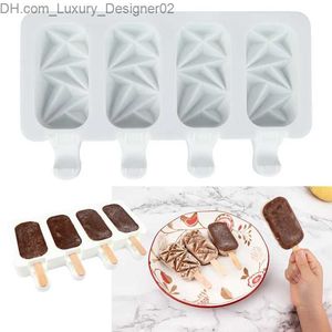 Ice Cream Tools DIY 4-hole ice cream mold with multiple styles geometric lines chocolate pastry mold handmade food mold ice cube making kitchen tools Q240425