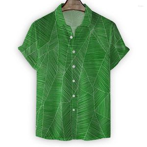 Erkekler Sıradan Gömlek Yeşil Yapraklar Hawaii Gömlek Erkek Kadın Yaz Plajı Tatil Kısa Kollu Üstler T 3D Baskı Sanat Yakel Bluz Giysileri
